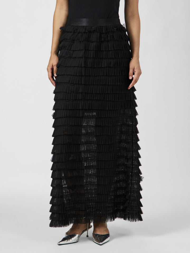 Kira HW tulle long skirt - svart