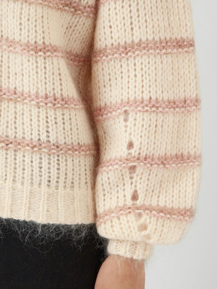 Chima Wool Blend Knit Pullover - Off-White med striper