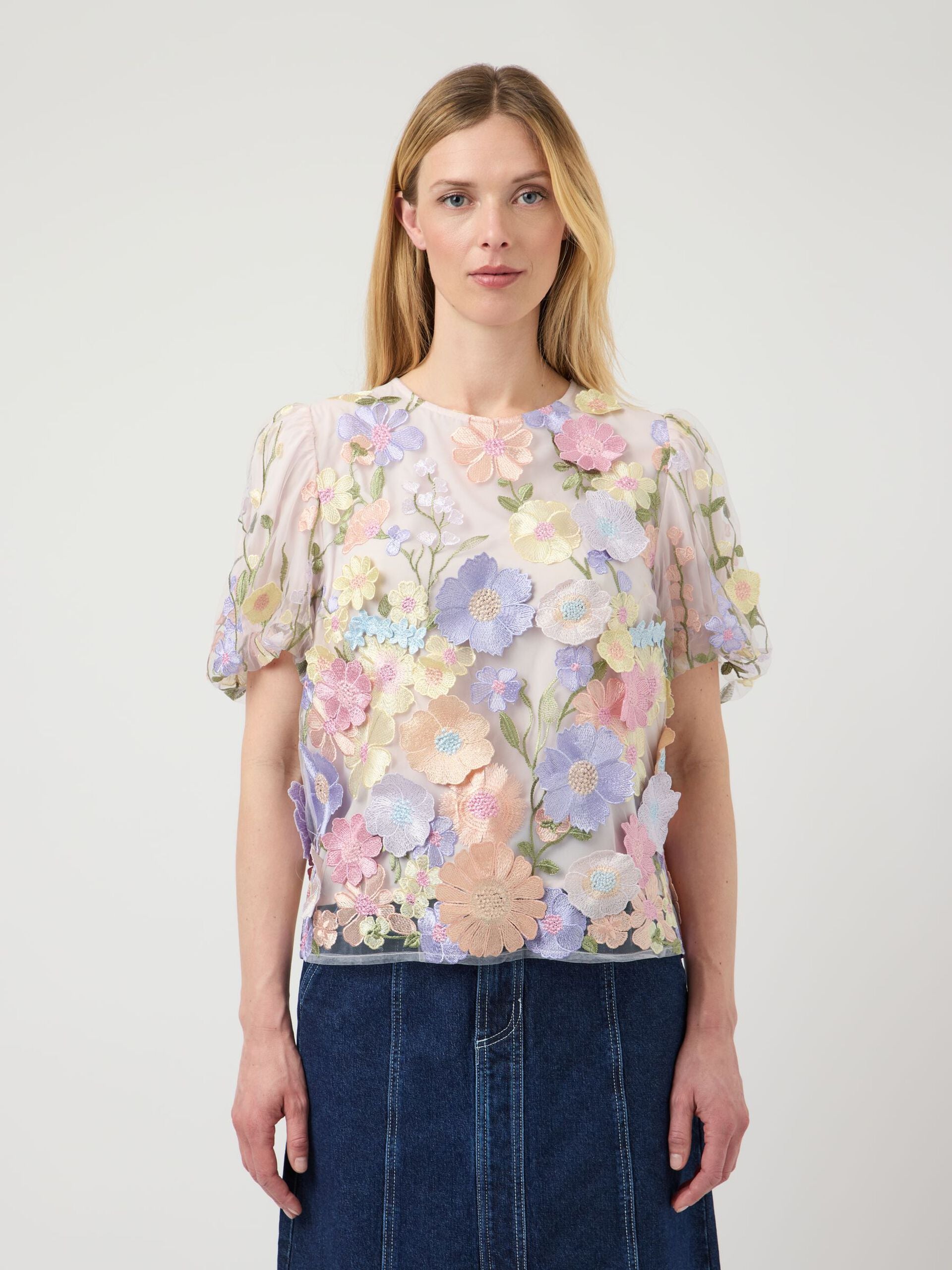 Flowering SS Top - Lavendula / Pastel Flowers - Topp - Helt Dilla AS