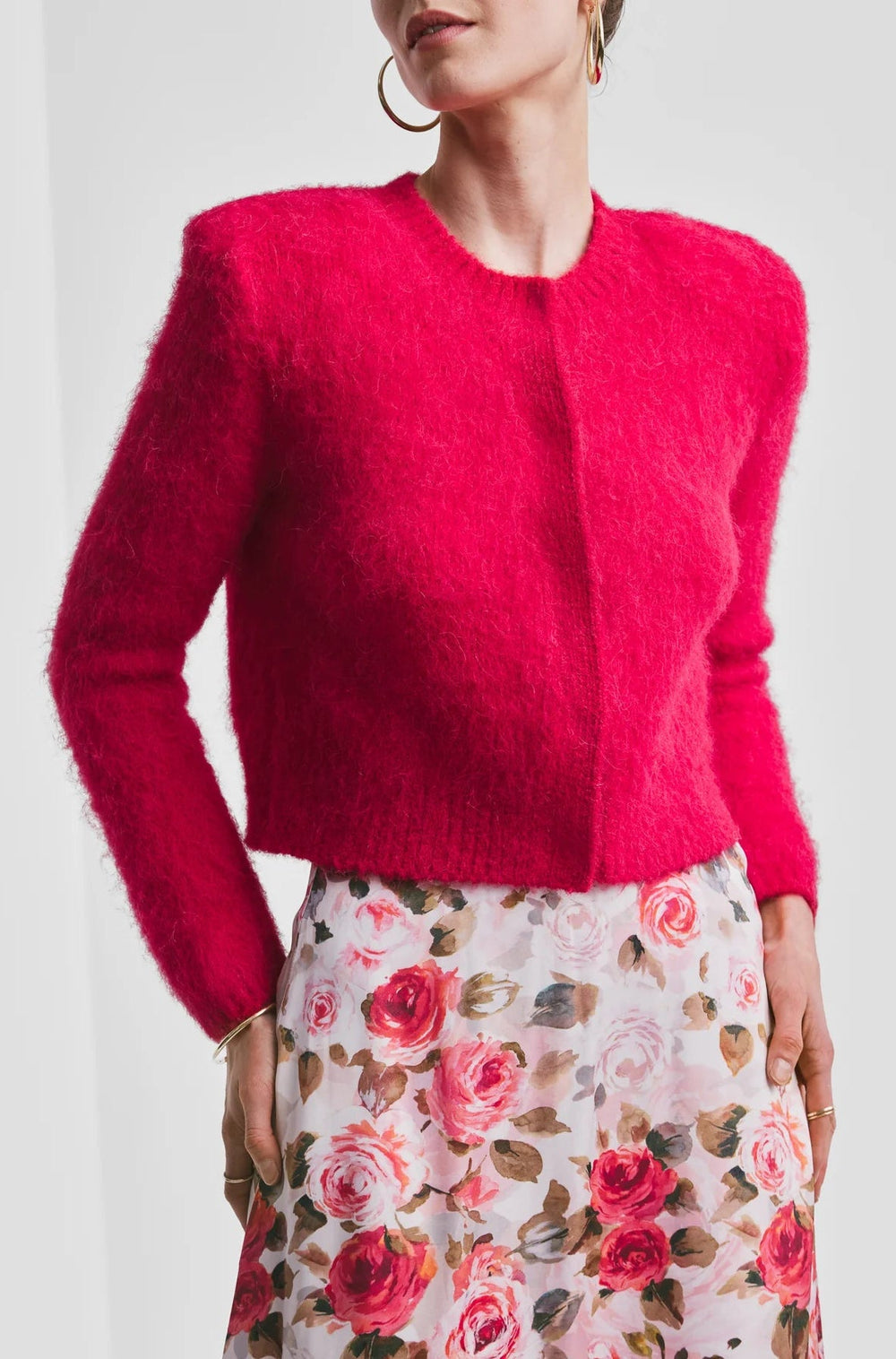 Hairy Knit Jacket - red - Cardigans - Helt Dilla AS