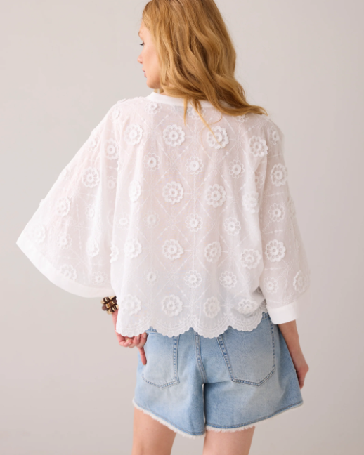 Blouse 3D Flower - Hvit