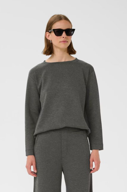 Gincent Melange Crewneck - Dark Grey Melange - Genser - Helt Dilla AS