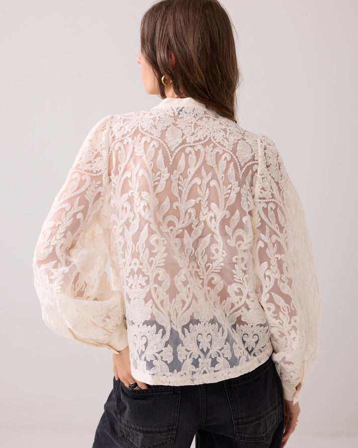 Sheer Lace Blouse - Ivory - Bluser - Helt Dilla AS