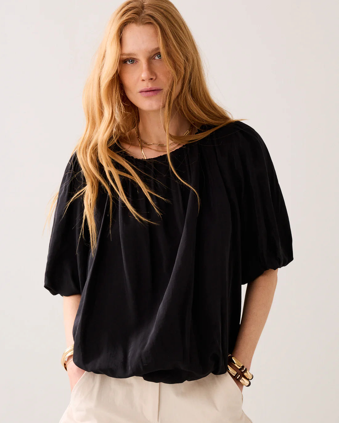 SHINY PLEATED TOP - black - Bluser - Helt Dilla AS