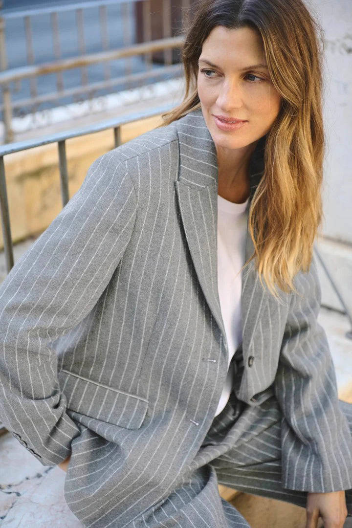 Somaya blazer - Medium Grey Pinstripe