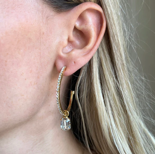 Lucy loop earrings - gold crystal - Tilbehør - Helt Dilla AS