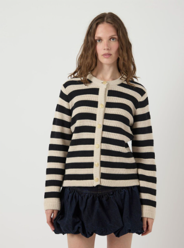 SIRONI LS KNIT CARDIGAN S. NOOS - birch/black