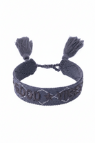 Woven Friendship Bracelet - "Good Vibes" Steel Blue W/Silver - Tilbehør - Helt Dilla AS