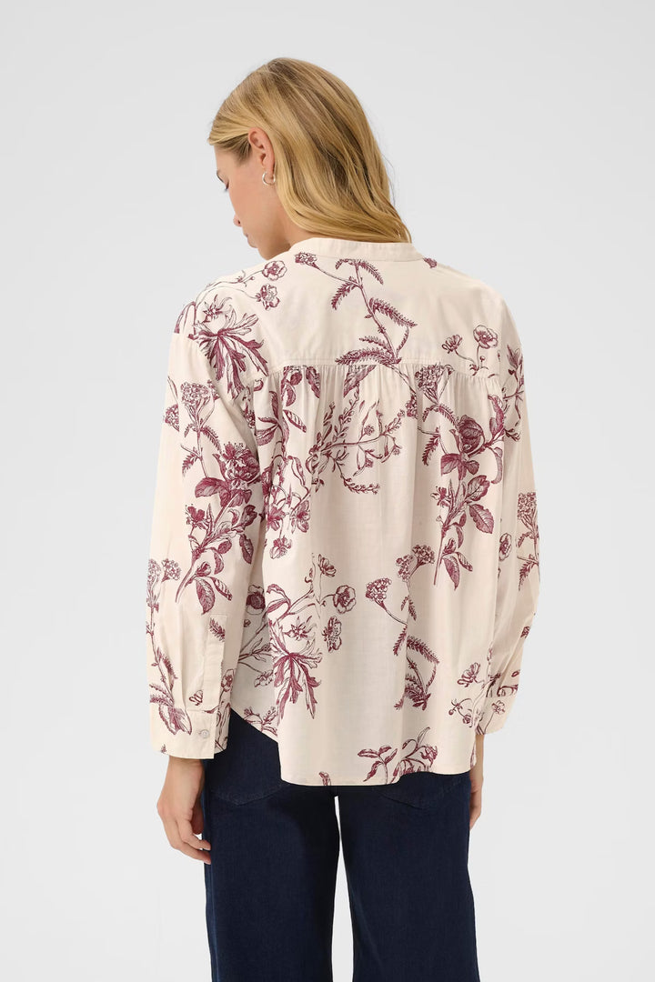 Sille Bluse - Tawny port botanical Prin