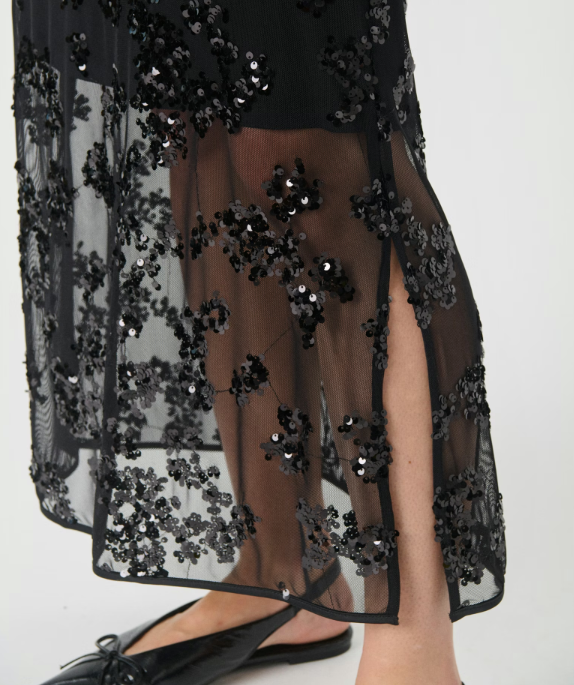 Vivika Sequin Skirt - Black