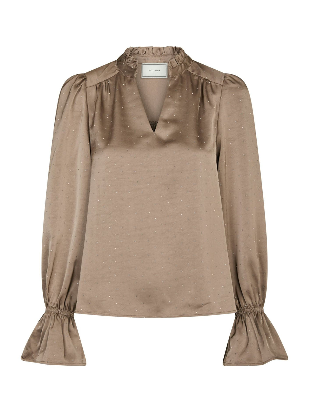 Amara Heavy Sateen Bedaz Blouse - dark taupe - Bluser - Helt Dilla AS