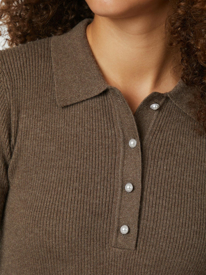 Panama knit blouse - brown - Genser - Helt Dilla AS