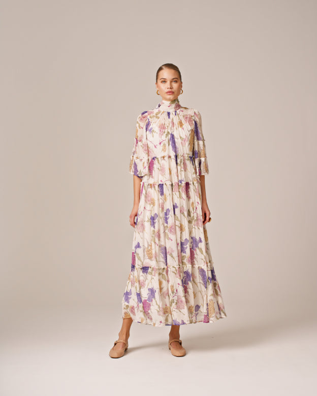 Chiffon Shift Dress - Flower Garden - Kjoler - Helt Dilla AS