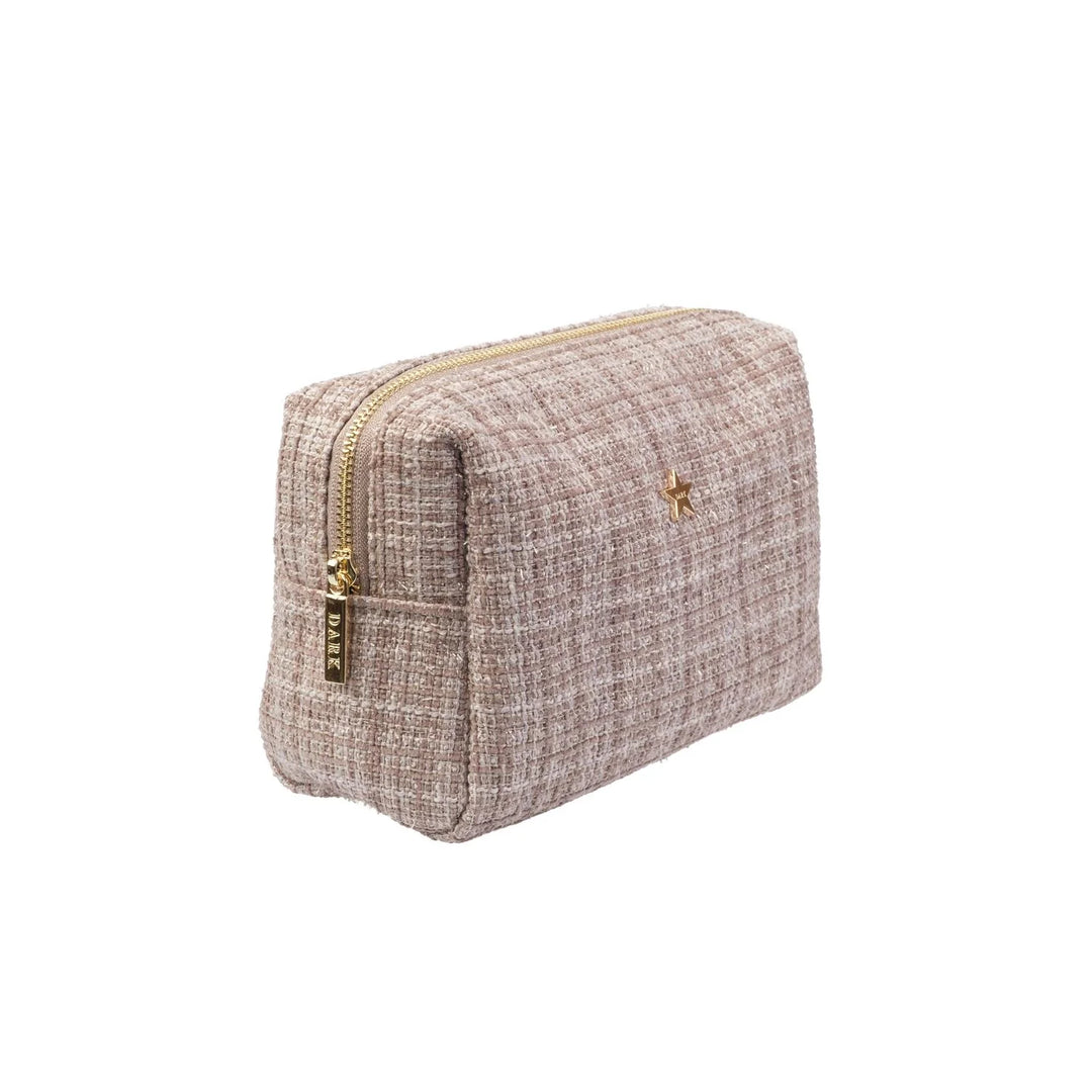 Tweed Make-Up Pouch Large - warm taupe