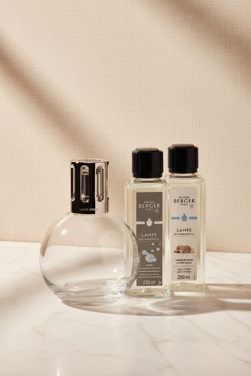 Essential Round Gavesett - 250ml Cotton Caress + 250ml Air Pur - Maison Berger Gavesett - Helt Dilla AS
