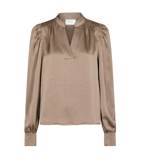 Rosslyn Heavy Sateen Blouse - Dark Taupe - Bluser - Helt Dilla AS