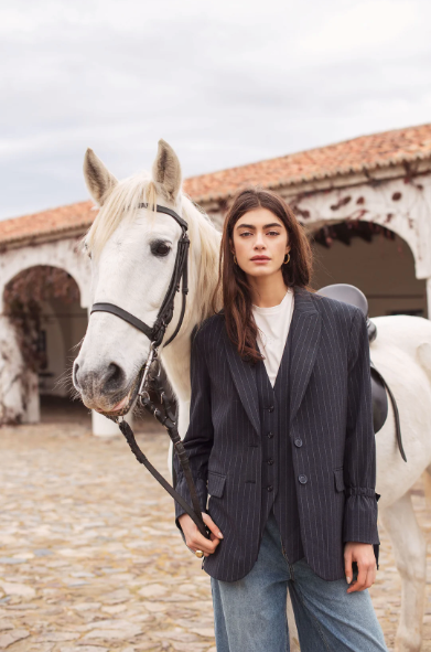 Tapered pinstripe Boyfriend Blazer