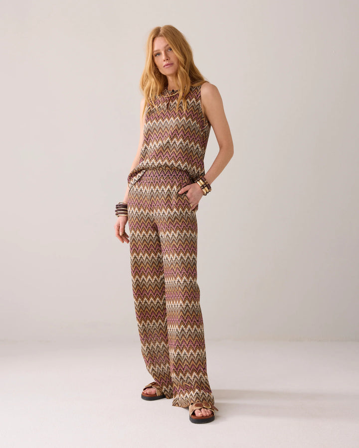Wideleg zig zag pant - multi color - Bukser - Helt Dilla AS