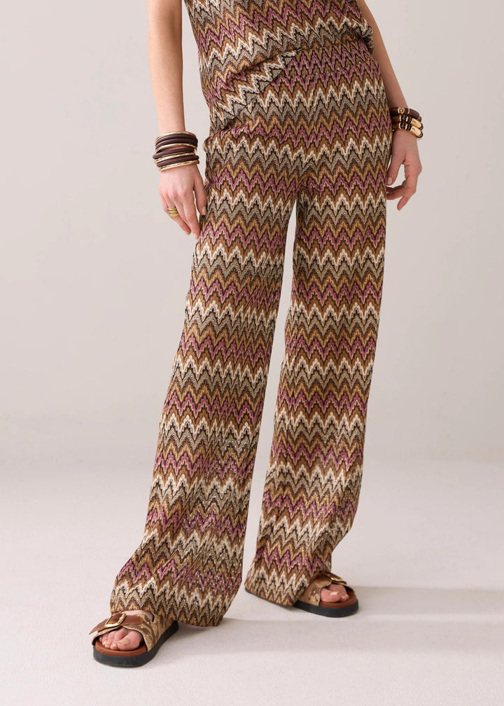 Wideleg zig zag pant - multi color - Bukser - Helt Dilla AS