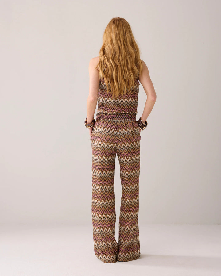Wideleg zig zag pant - multi color - Bukser - Helt Dilla AS