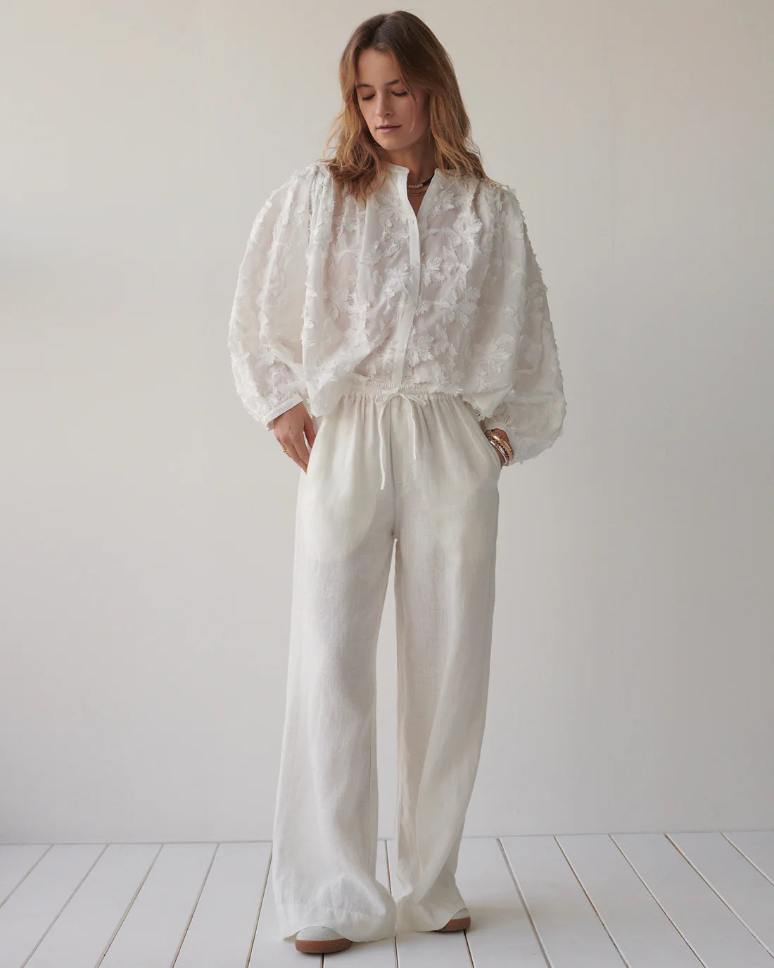 Wideleg Pant Light Linen - Off White - Bukser - Helt Dilla AS