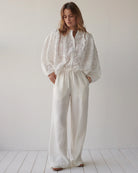 Wideleg Pant Light Linen - Off White - Bukser - Helt Dilla AS