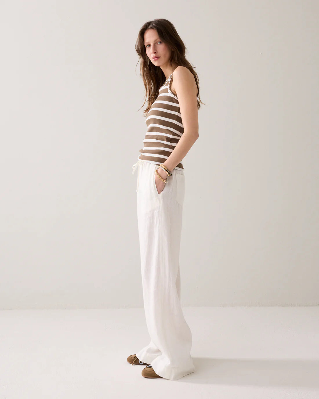 Wideleg Pant Light Linen - Off White - Bukser - Helt Dilla AS