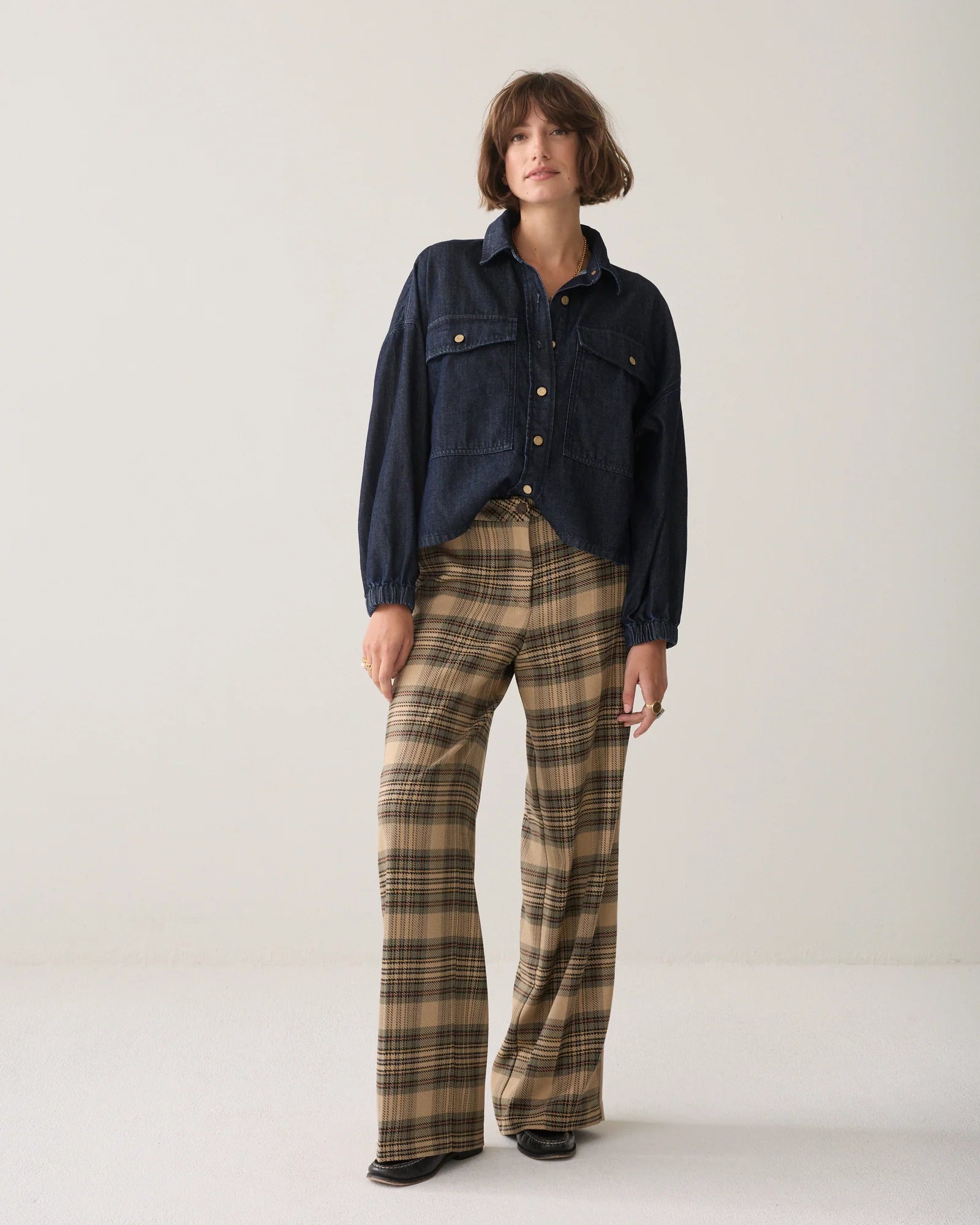 Wide Check Trousers - Multicolor - Bukser - Helt Dilla AS