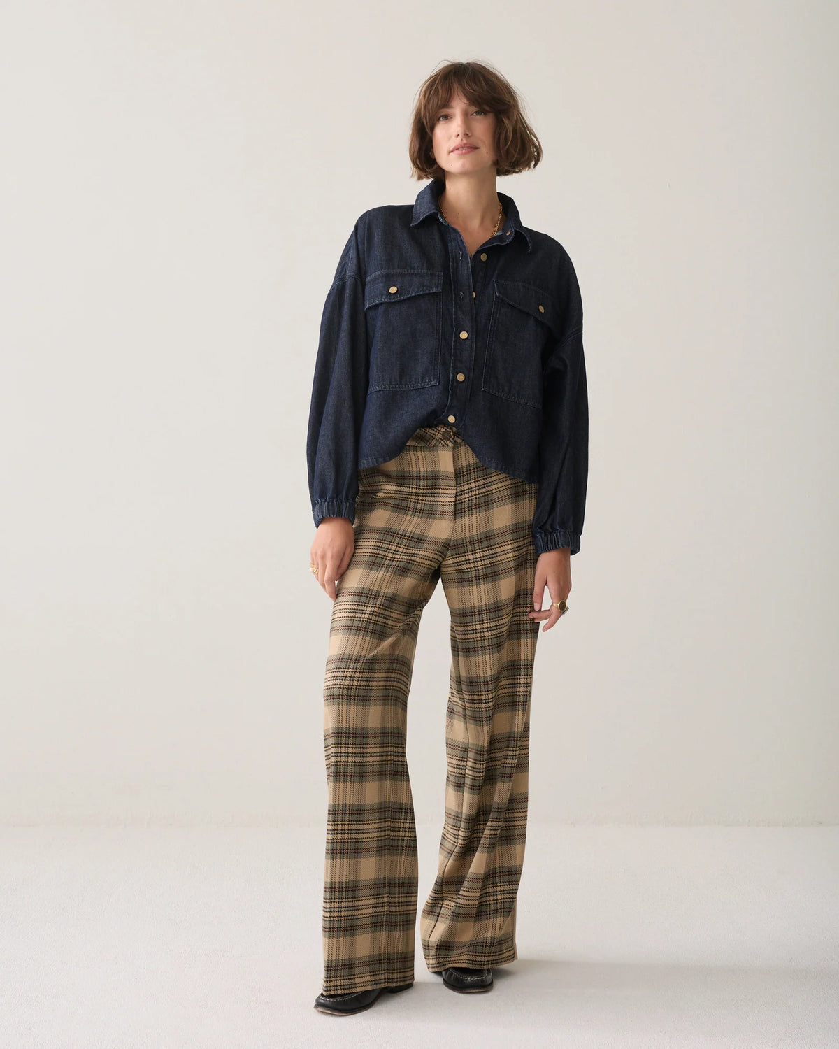 Wide Check Trousers - Multicolor - Bukser - Helt Dilla AS