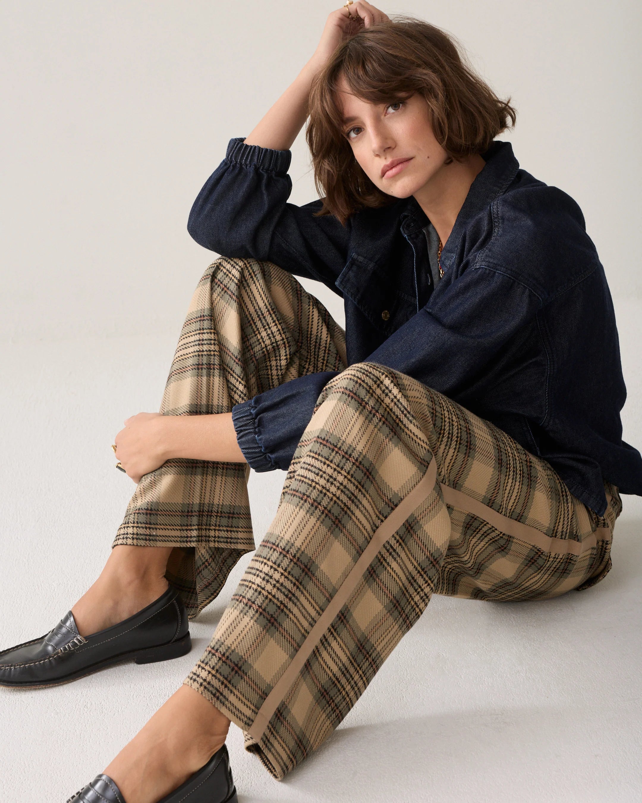 Wide Check Trousers - Multicolor - Bukser - Helt Dilla AS