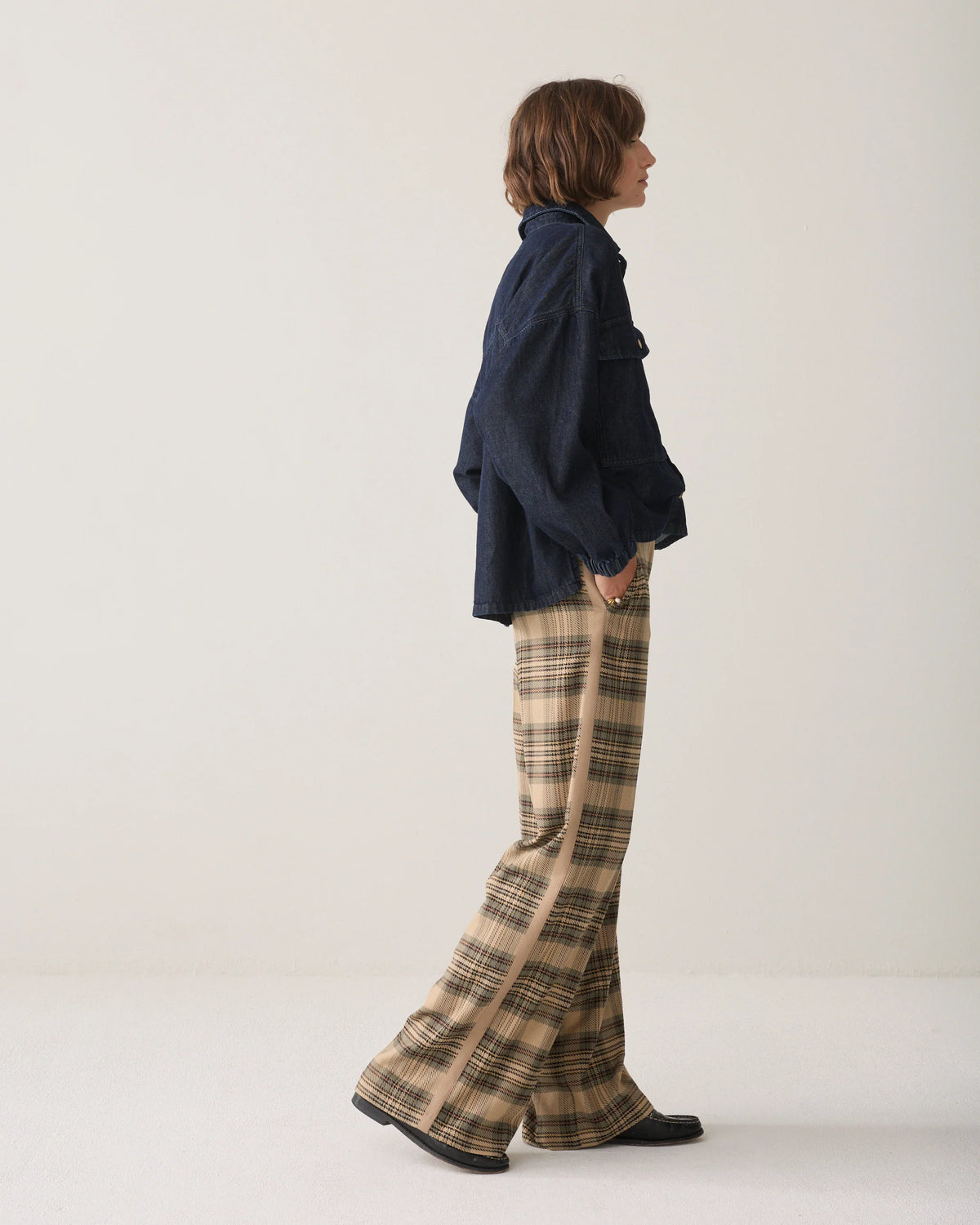 Wide Check Trousers - Multicolor - Bukser - Helt Dilla AS