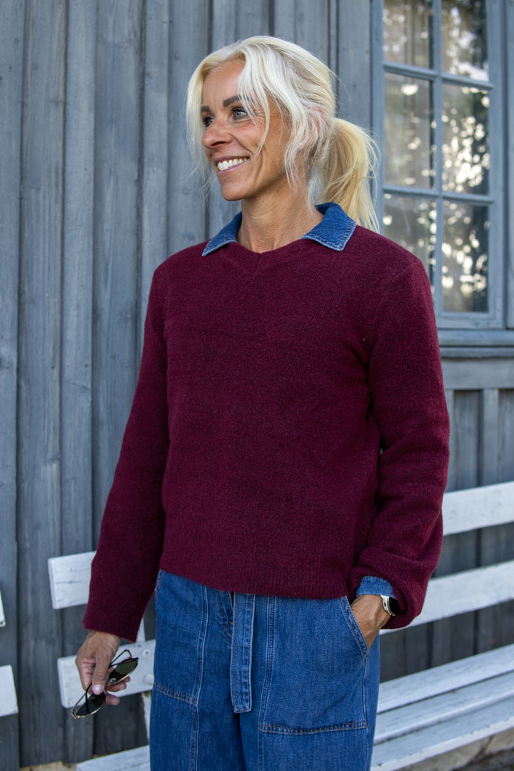 Guni V-neck - Granite Cabernet