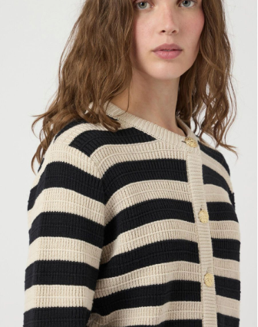 SIRONI LS KNIT CARDIGAN S. NOOS - birch/black