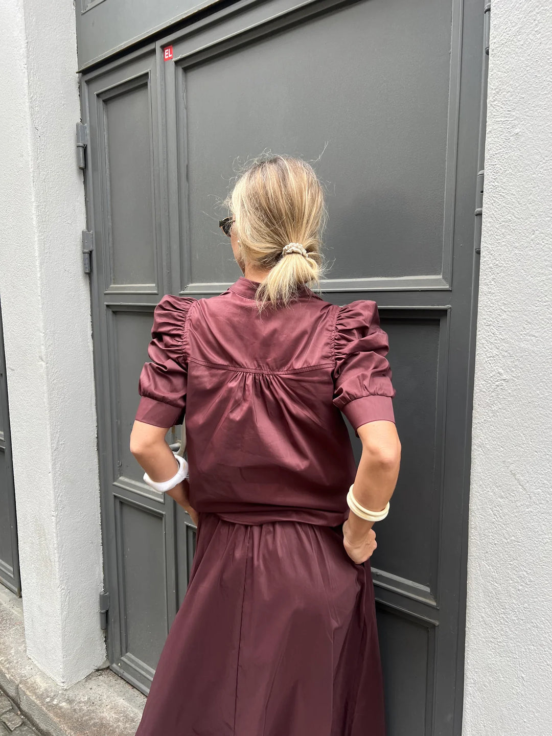 Roella Poplin Blouse - Burgundy