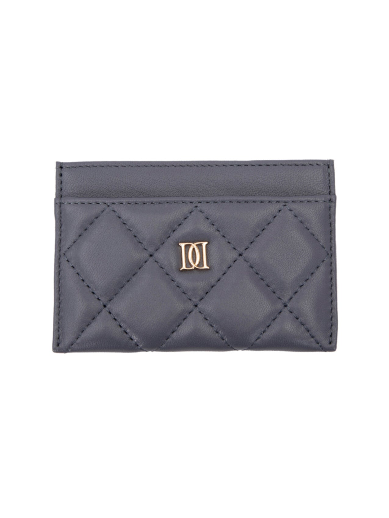 Leather Quilted Card Holder - Navy blue - Tilbehør - Helt Dilla AS
