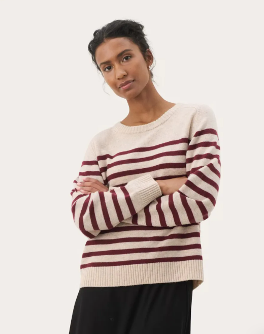 Niaka Pullover - Tawny Port Stripe - Genser - Helt Dilla AS