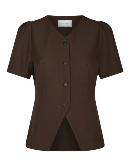 Jules Structure Blouse - Dark brown