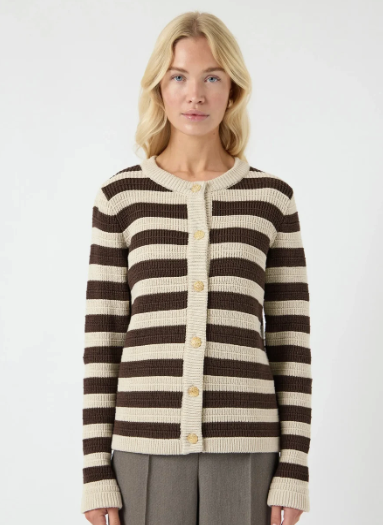 SIRONI LS KNIT CARDIGAN - chocolate brown
