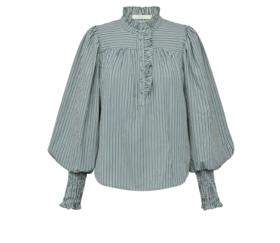 Mija My Blouse - Black Blue Stripes