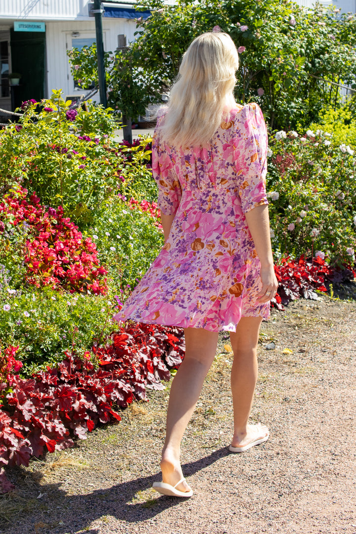 Crepe Mini Dress - Watercolor Bloom