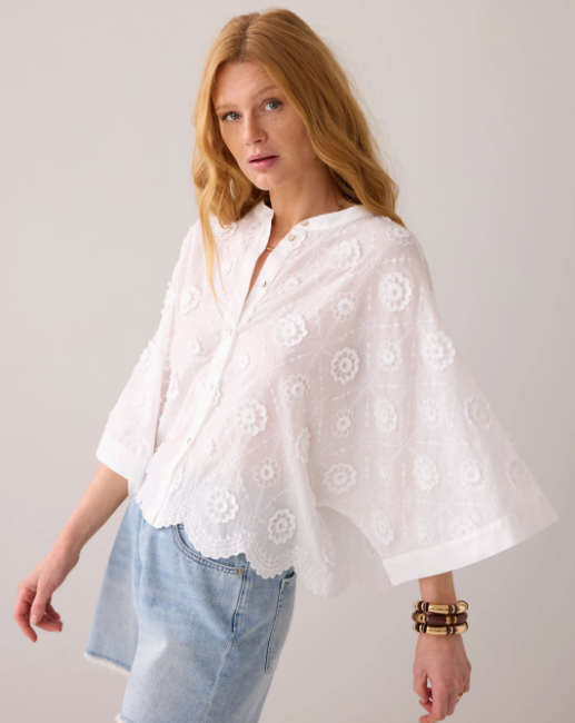 Blouse 3D Flower - Hvit