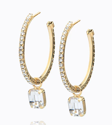 Lucy loop earrings - gold crystal - Tilbehør - Helt Dilla AS