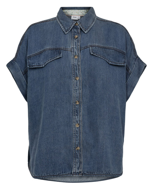 NuElida Eleeveless Shirt - Snow Washed Denim - Skjorter - Helt Dilla AS