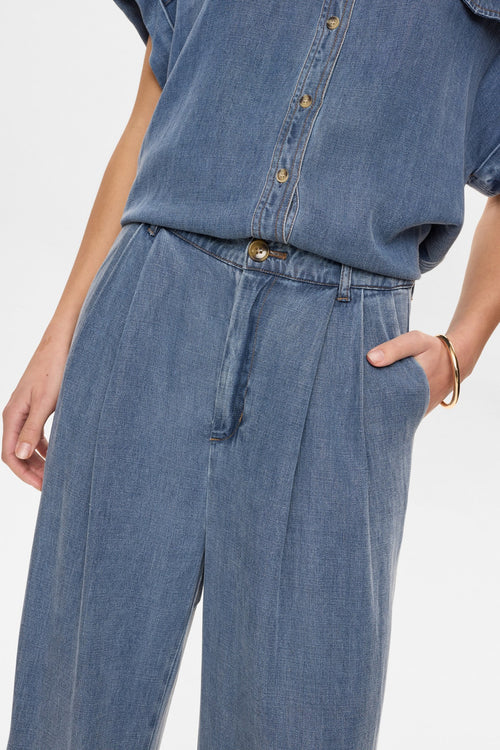 NuElida Pants - Snow Washed Denim - Bukser - Helt Dilla AS