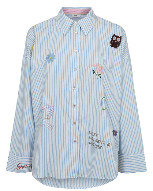 NuAshley Embroidery Shirt - Airy Blue - Skjorter - Helt Dilla AS