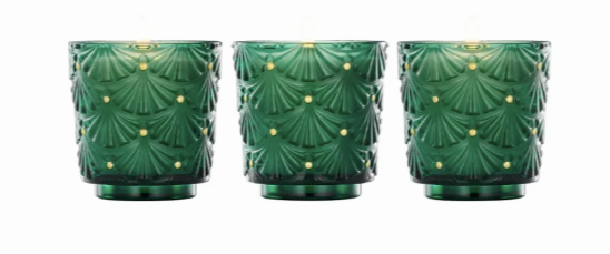 Noble Fir Garland pedestal candle trio