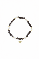 Stone Bead Bracelet W/Mop Star & Pearls - Chocolate Brown - Tilbehør - Helt Dilla AS