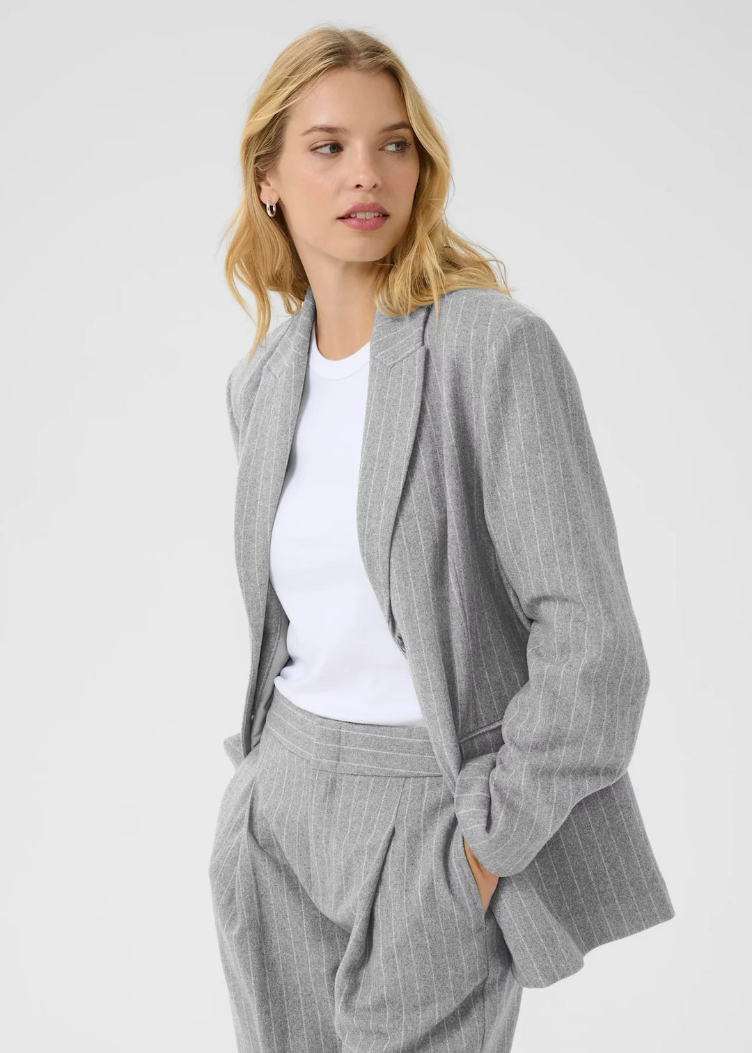 Somaya blazer - Medium Grey Pinstripe