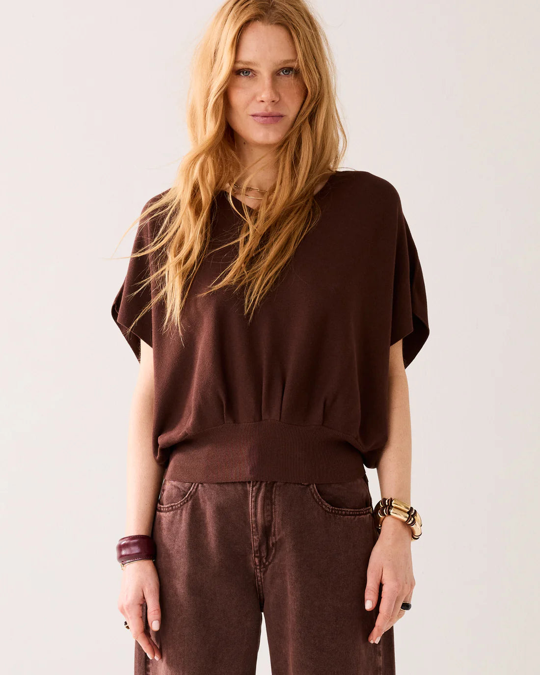 V-neck Sweater blend knit - Coffee - Topp - Helt Dilla AS