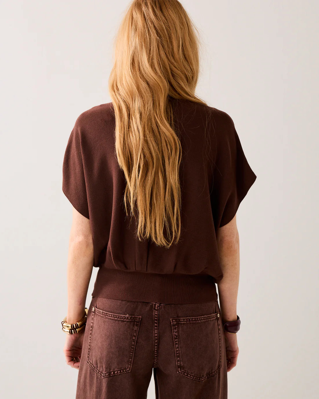 V-neck Sweater blend knit - Coffee - Topp - Helt Dilla AS
